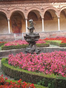 Flowers and fountain