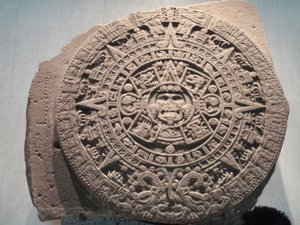 Original Aztec calendar Sun tablette, found under the Pyramid of the Sun