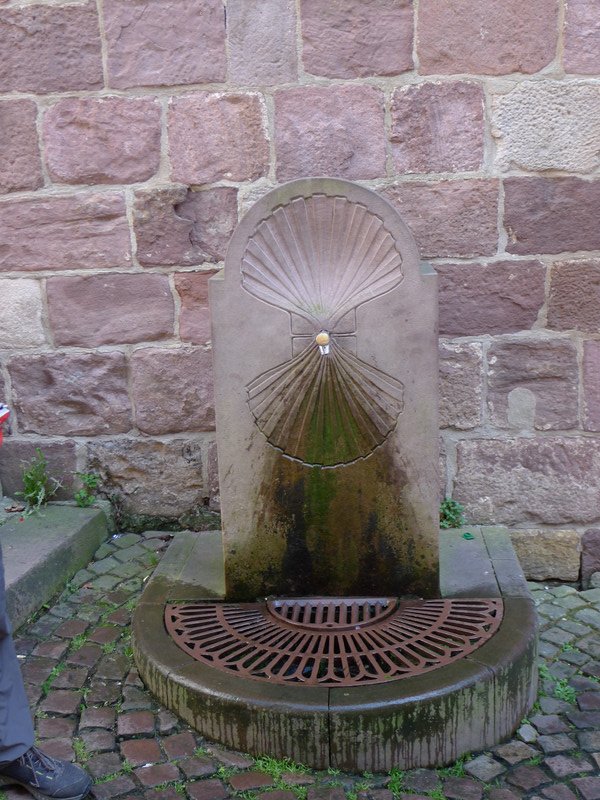Camino water fountain at the entrance to the church