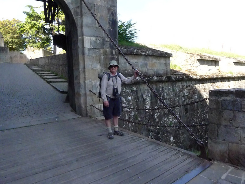 Crossing the drawbridge into old Pamplona 