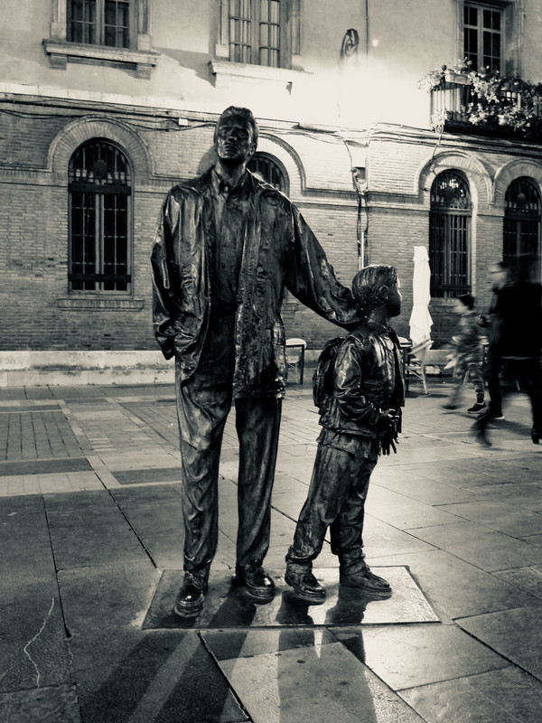 Bronze Of A  Man And His Son