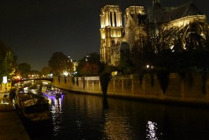 Cruise Boat On The Seine, Notre Dame On The Right