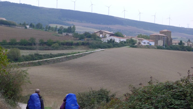 Leaving Cizur Menor and heading up to the wind turbines