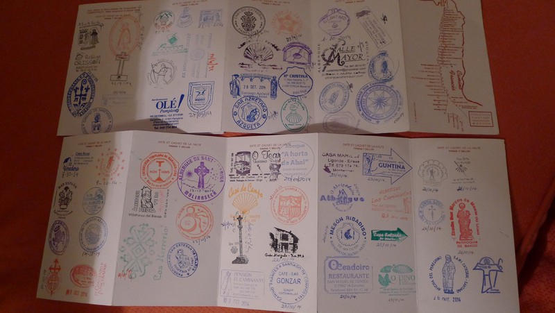 My passport showing some of the stamps gained along the Way.