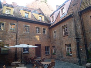 Old prison courtyard, now a cafe.