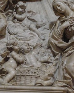 Detail of marble statue in a side alter.