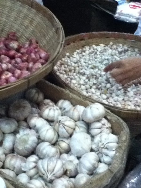 Shallots, garlic and tiny Thai garlic