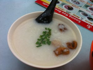 pork mix porridge inc fried intestines