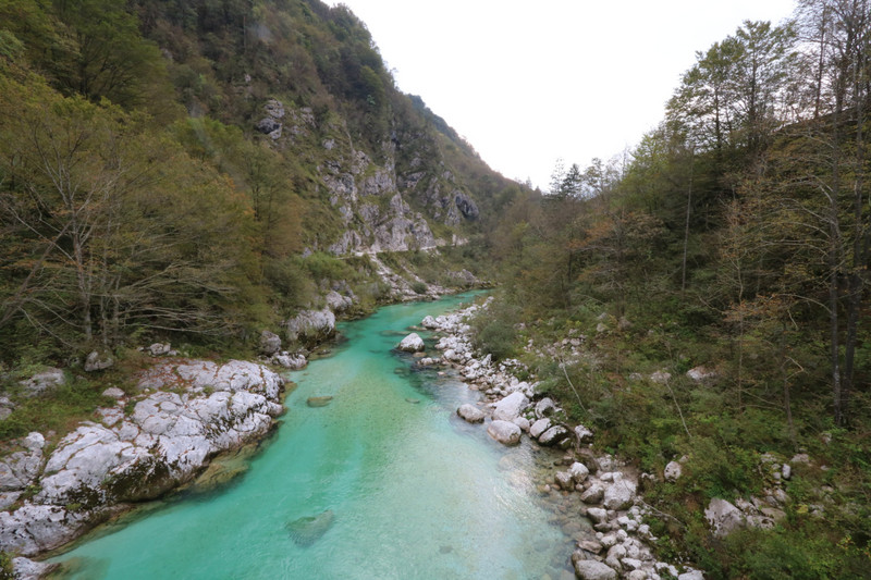 The beautiful Soča River, Kobarid Historical Trail
