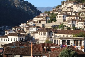 The historic centre of Berat from our rooftop terrace