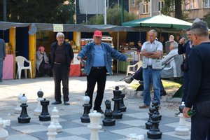 Retirees playing chess in Trg oslobođenja - Alija Izetbegović