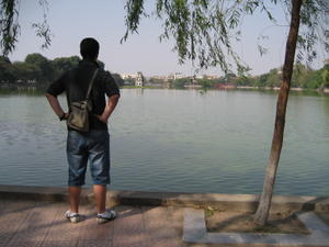 Scott looking at Hoan Kiem Lake