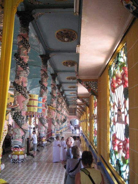Inside the Cao Dai temple