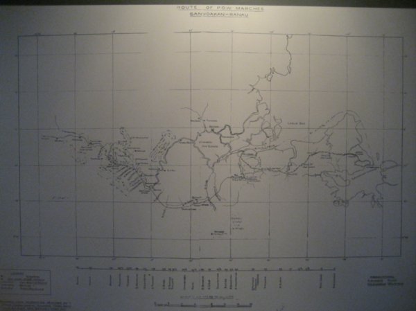 Map of the death march route from Sandakan to Ranau