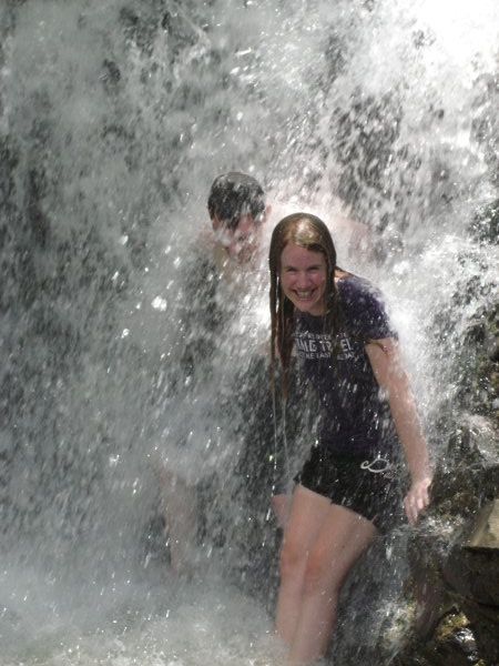 Kat and Andrew under the waterfall