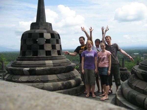 Boys ruining our group shot at Borobudur