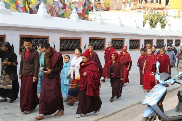 Pilgrims at Bodhnath