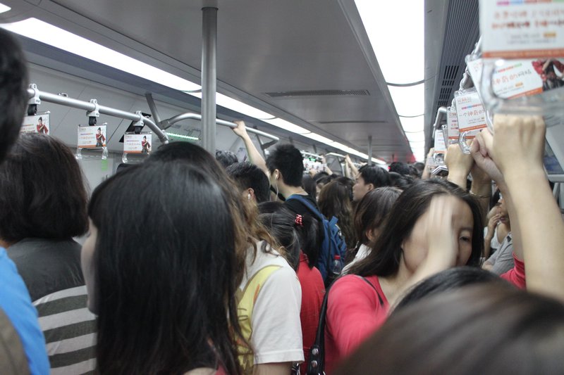 Beijing subway during peak hour