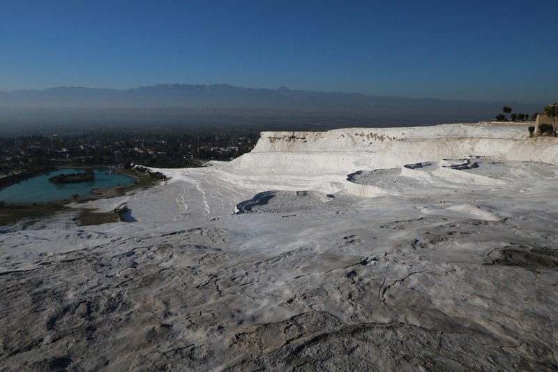 Empty travertine terraces