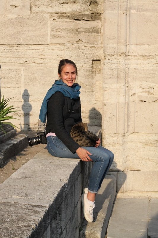 Hanging out with my cat in the cemetery at Süleymaniye Mosque