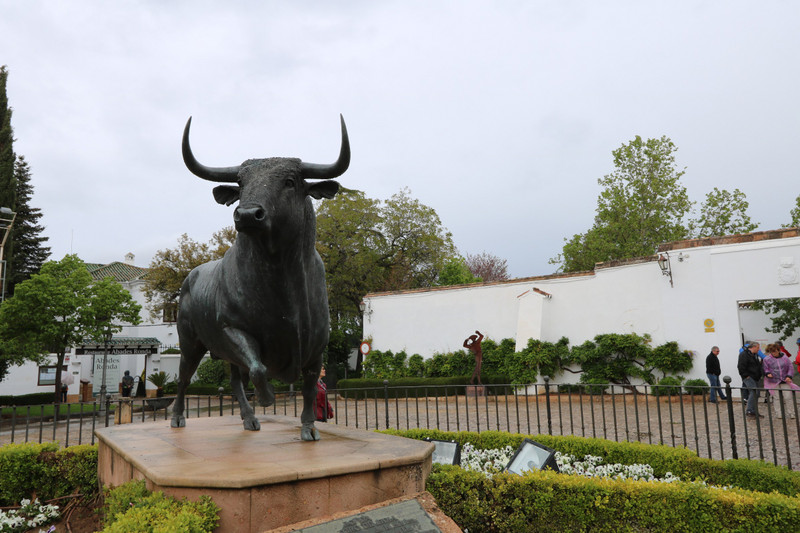 Bull statue in front of the bull fighting ring