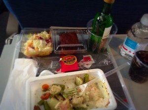 Chicken dinner courtesy of Air Canada, with wine
