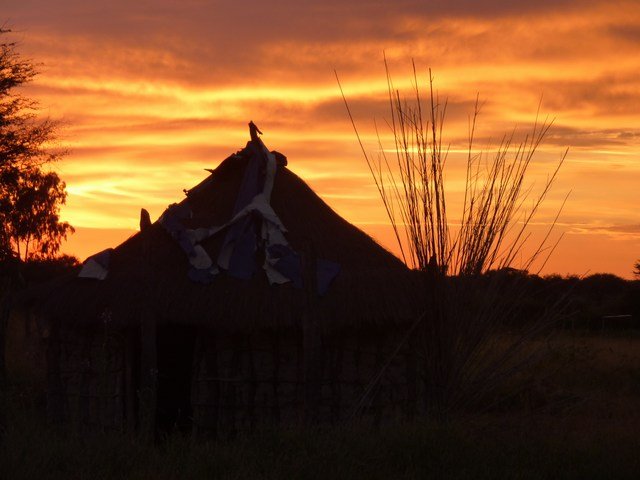The sunrise over a hut