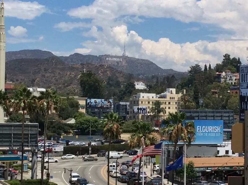 Looking out to the Hollywood sign