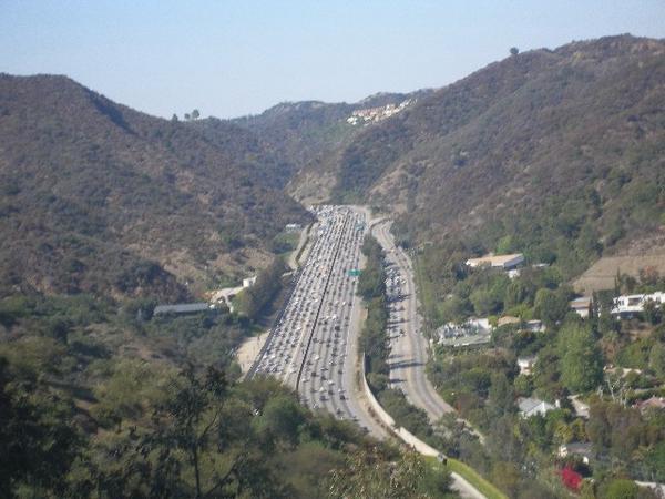The 405 Freeway heading from LA to "The Valley"