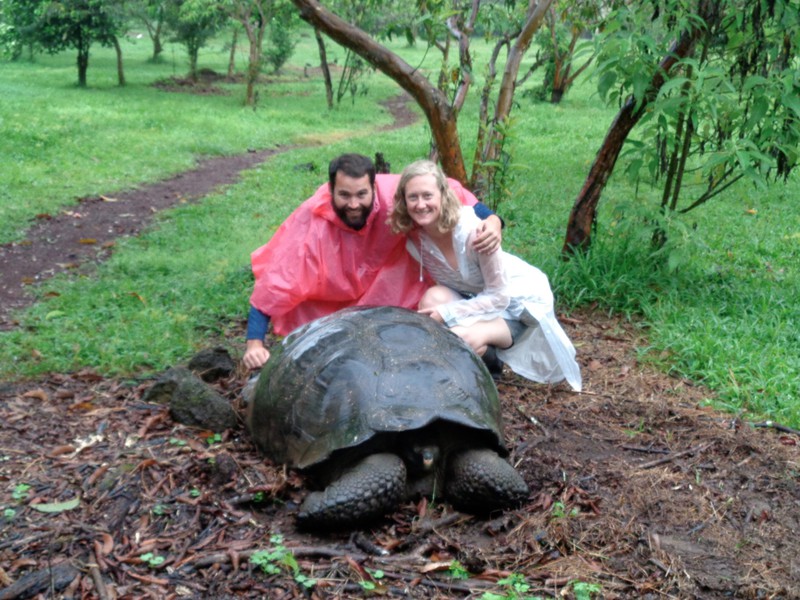 Spending the morning with giant land tortoises after whom the Galapagos were named