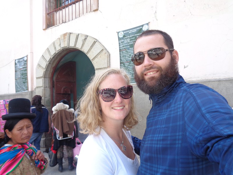 Outside the gates of San Pedro prison, where tourists can bribe police and pay inmates for a tour - we didn't!