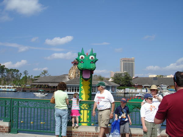 Dragon in the lake made out of Lego