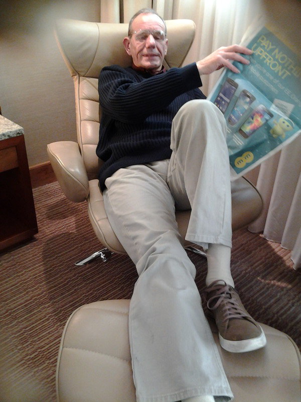 Brian relaxing at Sofitel Hotel Heathrow