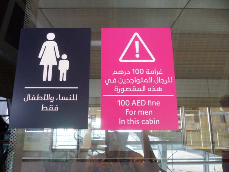 Pink taxi roofs and pink signs on public transport define women and children's aread