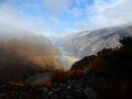 Santa Cruz Hike - going over the pass, with a rainbow view to the valley