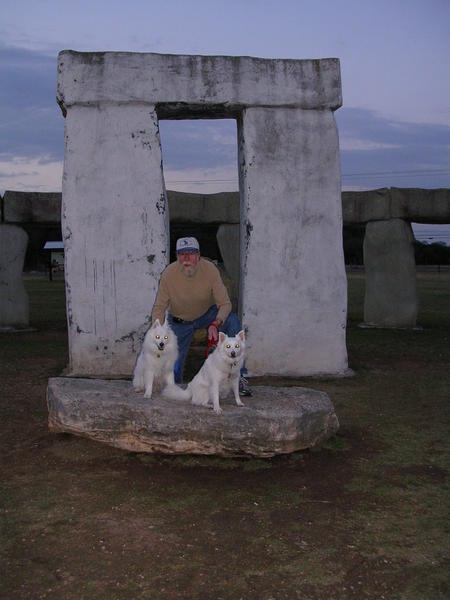 George and dogs at Stonehenge 2