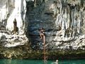 deep water solo climbing over the Adaman Sea Krabi