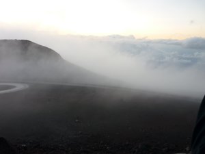 The cloud filled crater of Haleakala