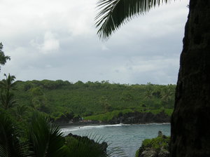 Black sand beach in the distance