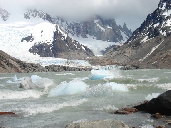 ice chunks that fell off into Lago Torro