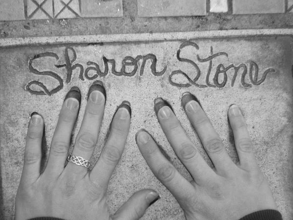 My hands in Sharon Stone's imprint