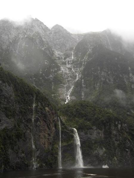 Snowcapped waterfall