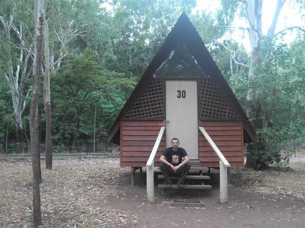 Mike and our hut on Magnetic