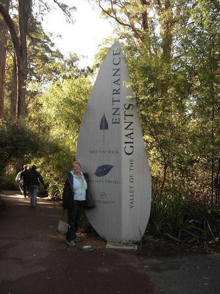 Debbie at Entrance to Valley of the Giants