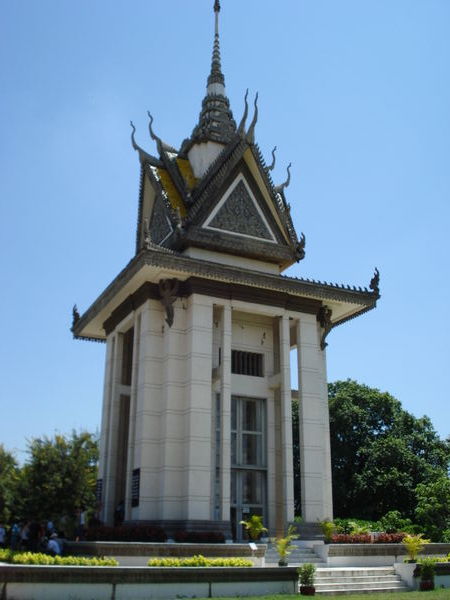 Tower of skulls at the killing fields