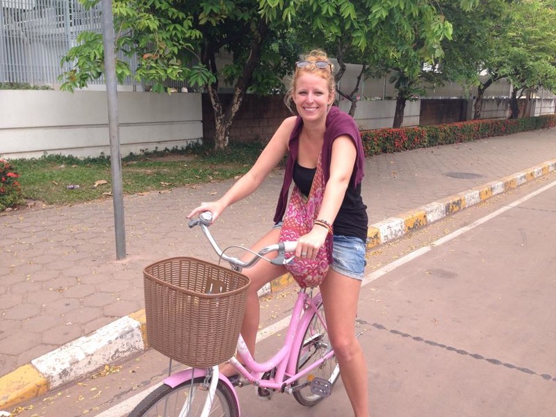Helene on the fancy bike