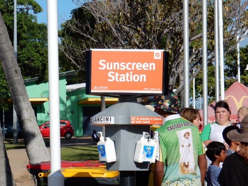 Sunscreen station at the beach