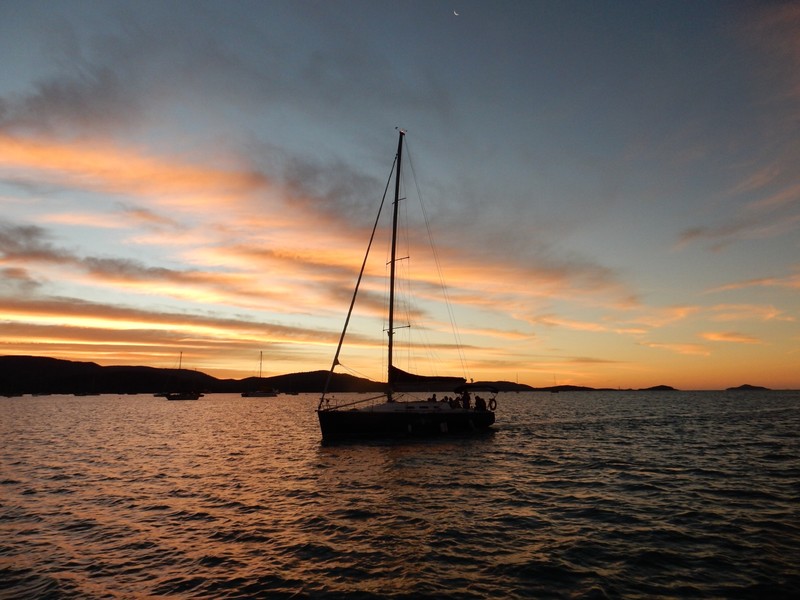Sunset view from the catamaran