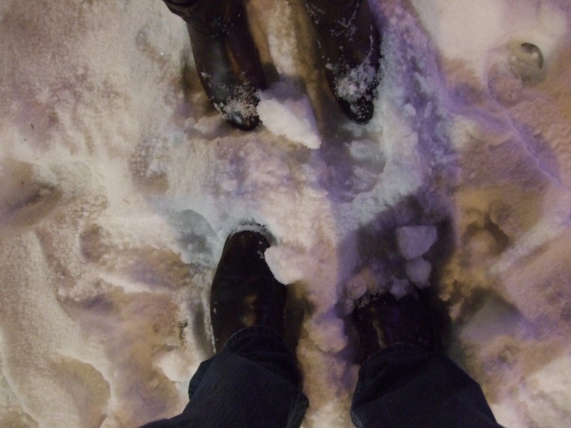 Our boots in the snow
