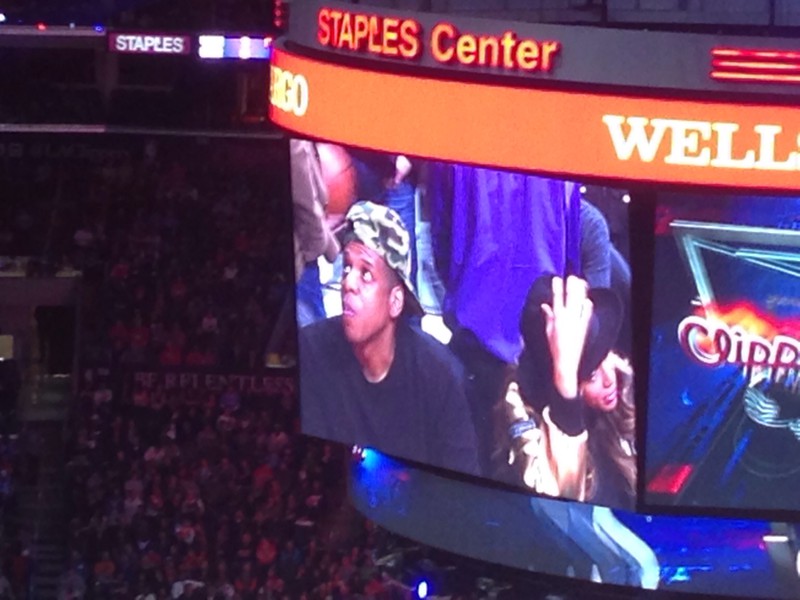 Jay-Z and Beyoncé at the basketball